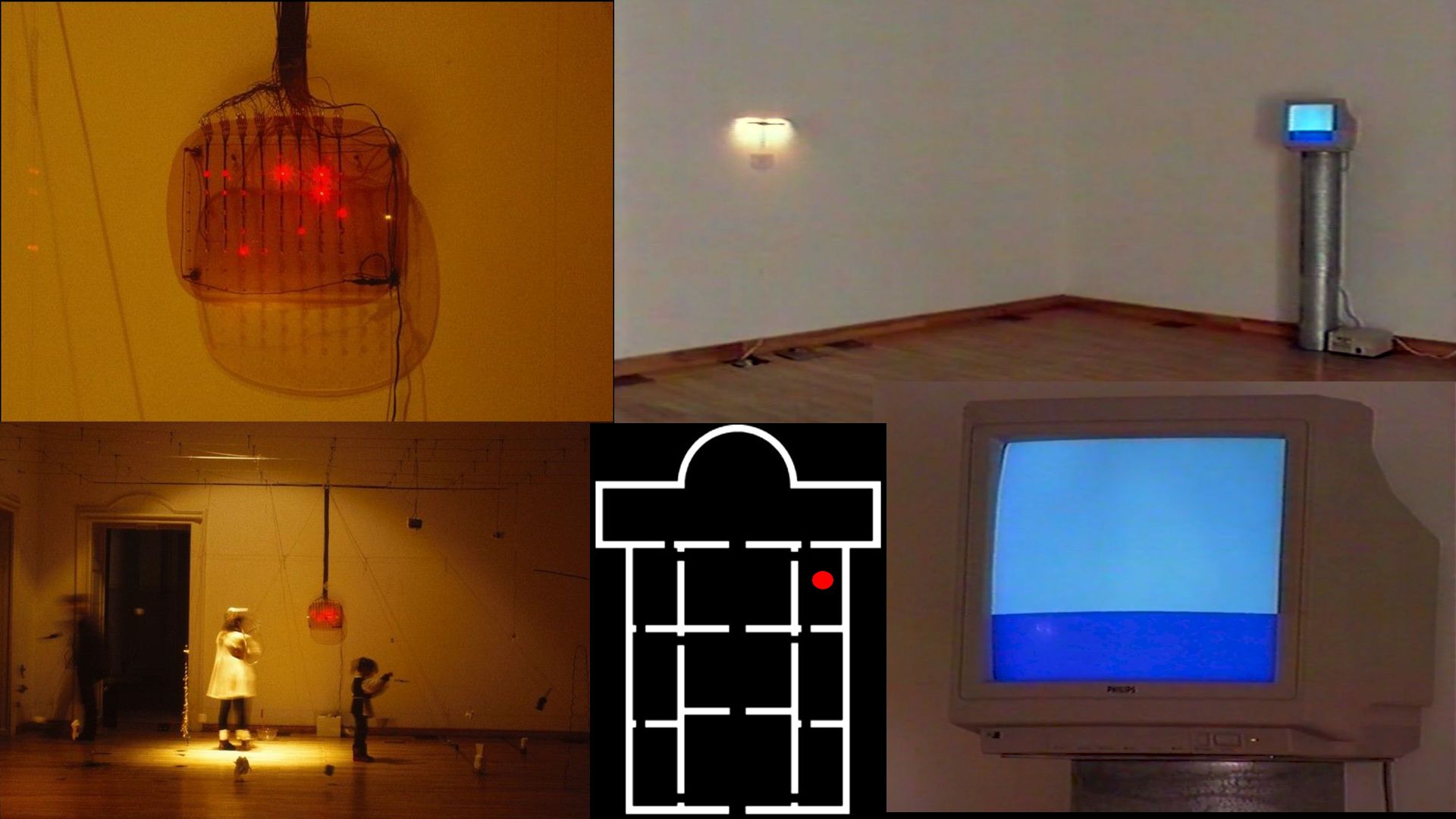 VI. terem: Kiss Péter, Detektor, 1995-1996. Mechanikus, elektromos, kémiai szerkezet. Richard Kriesche, örök horizont, 1995-96. Komputer-installáció (1996. © C3 Alapítvány)