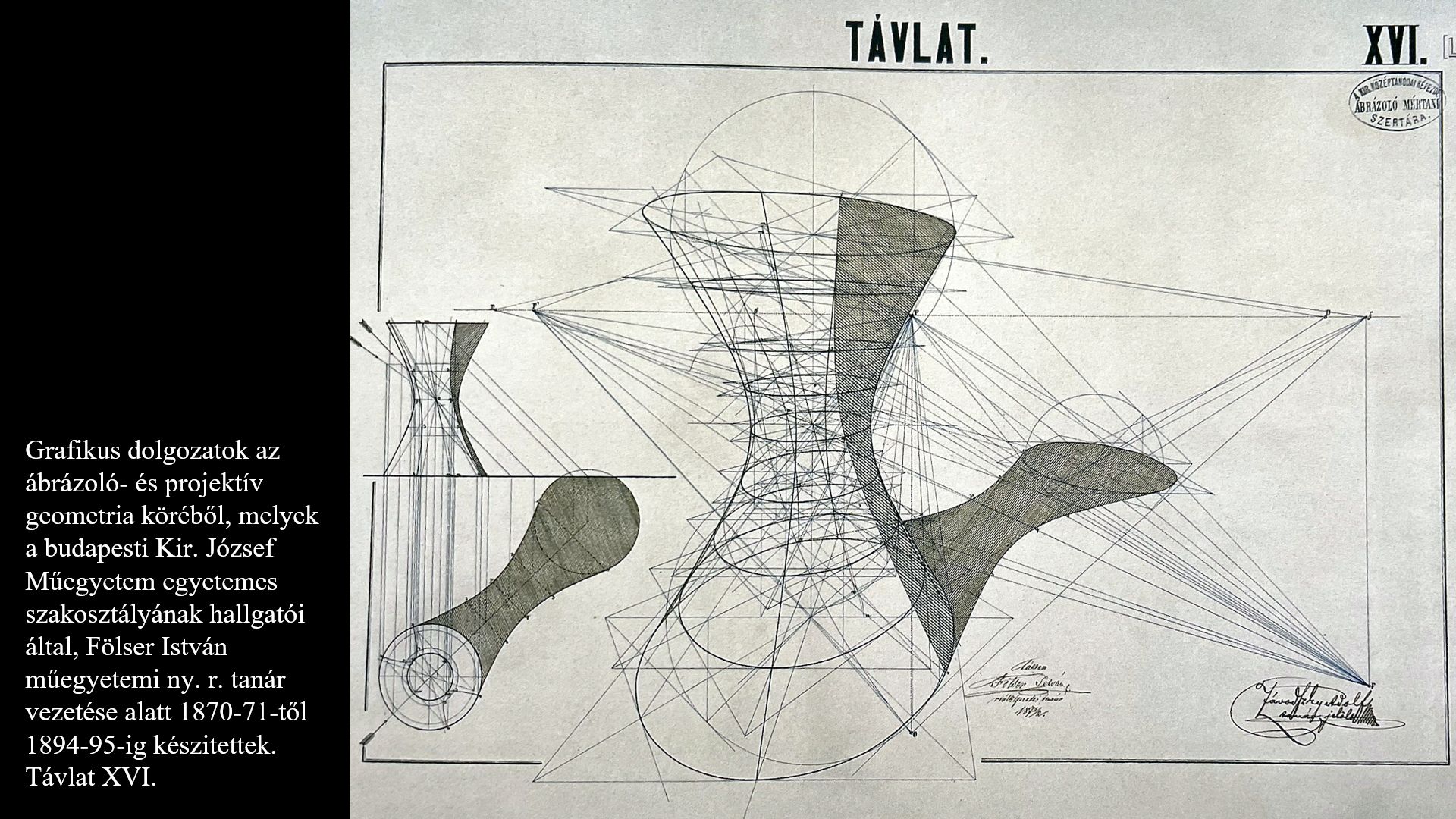 Grafikus Dolgozatok az ábrázoló és projektív geometria köréből, XVI. lap (BME) (Perspektíva 1999. © Fotó: C3 Alapítvány)