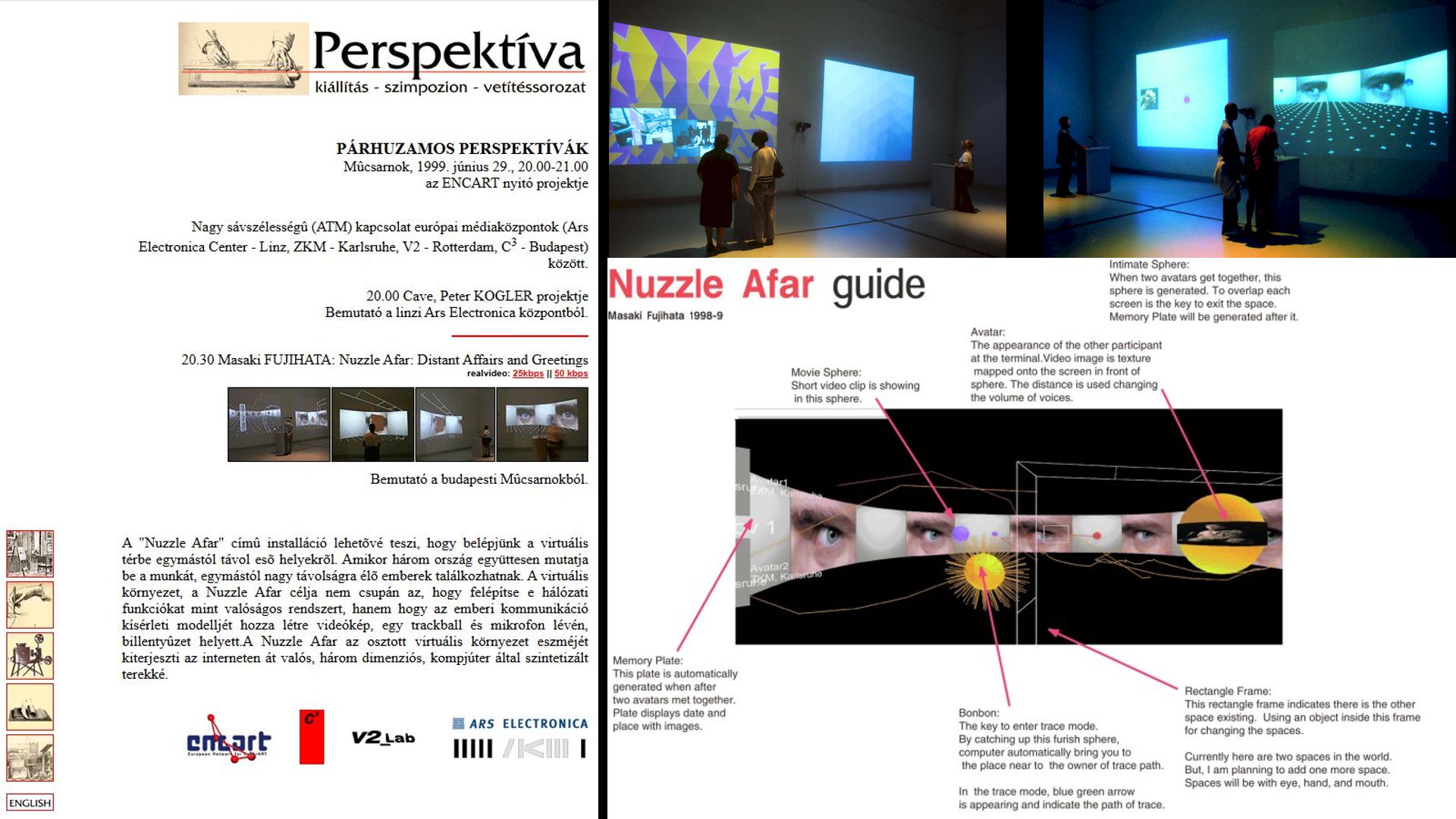 Párhuzamos perspektívák, Masaki Fujihata / ENCART, interaktív installáció (Perspektíva 1999. © Fotó: C3 Alapítvány)