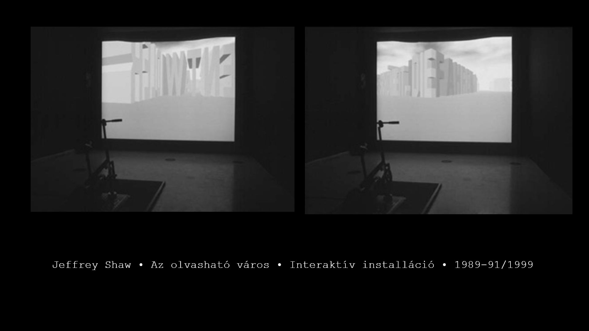 Perspektíva kiállítás, Műcsarnok, X. terem, Jeffrey Shaw interaktív installációja (Perspektíva 1999. © Fotó: C3 Alapítvány)