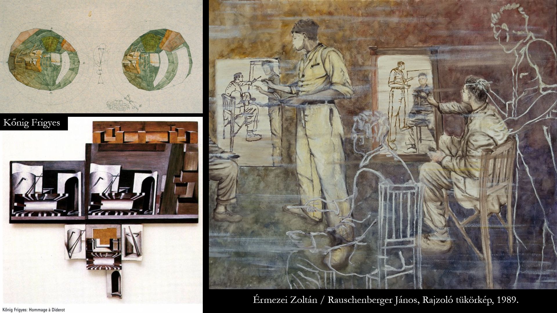Érmezei Zoltán / Rauschenberger János valamint Kőnig Frigyes munkái (Perspektíva 1999. © Fotó: C3 Alapítvány)