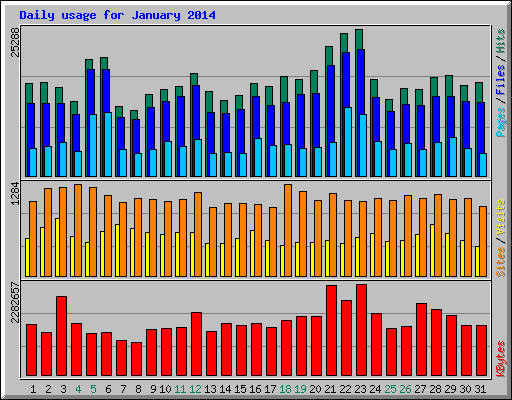 Daily usage for January 2014