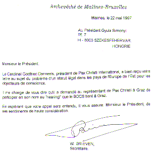 The fax from Cardinal Danneels